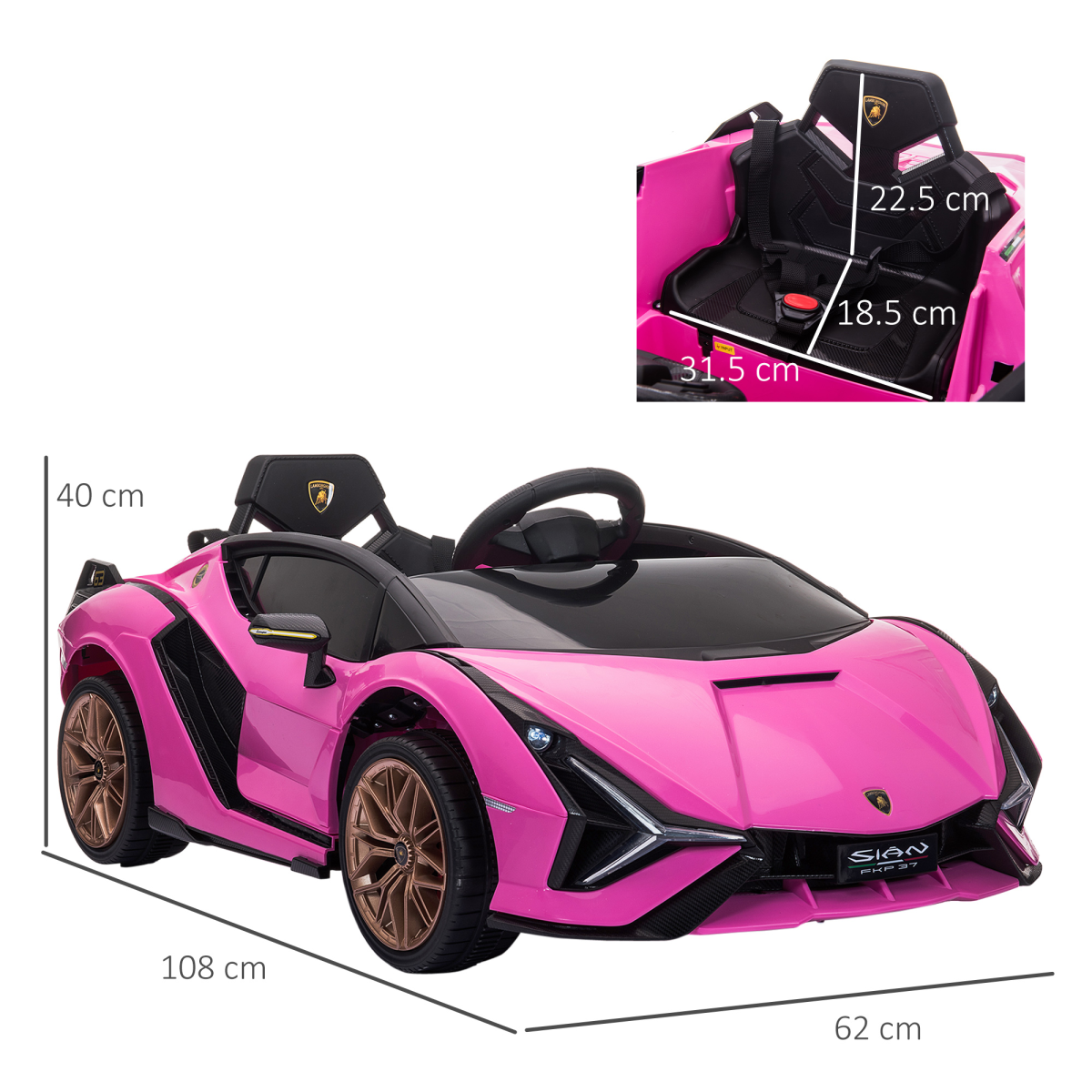 Lamborghini SIAN 12V Kids Electric Ride-On Car w/ Remote Control