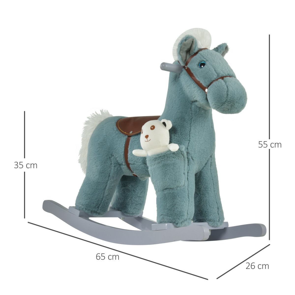 Plush Ride-On Rocking Horse with Sound Handle for Kids