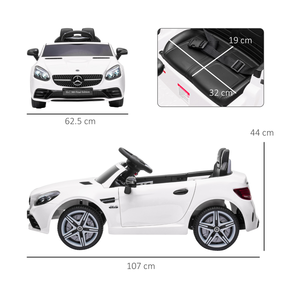 Mercedes-Benz 12V Kids Electric Ride-On Car with Remote - White