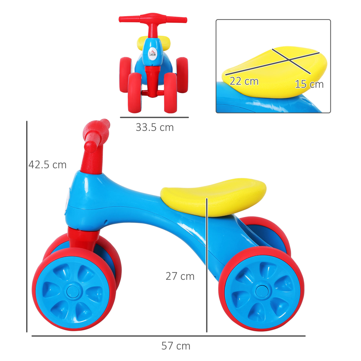 Colorful Baby Balance Bike with Storage Bin