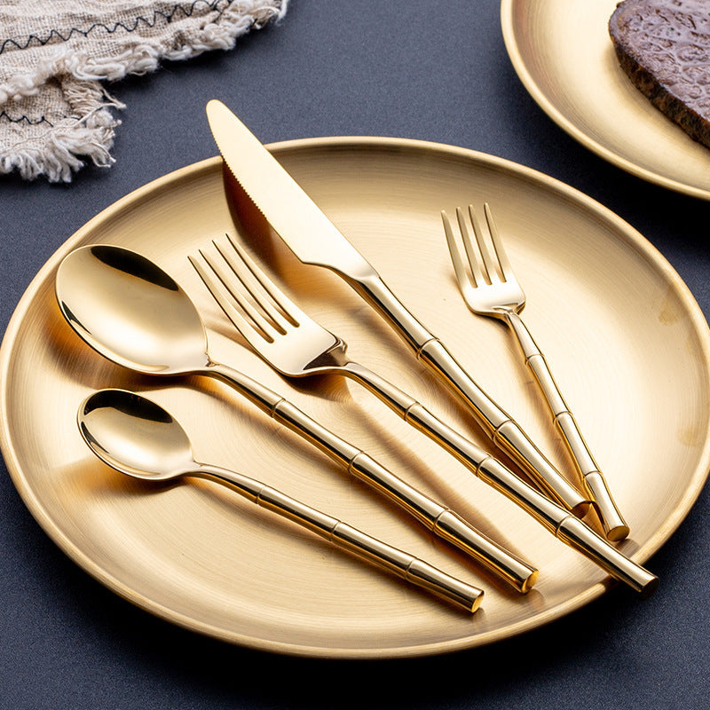 Aldomara Bamboo Gold/Silver Cutlery Set
