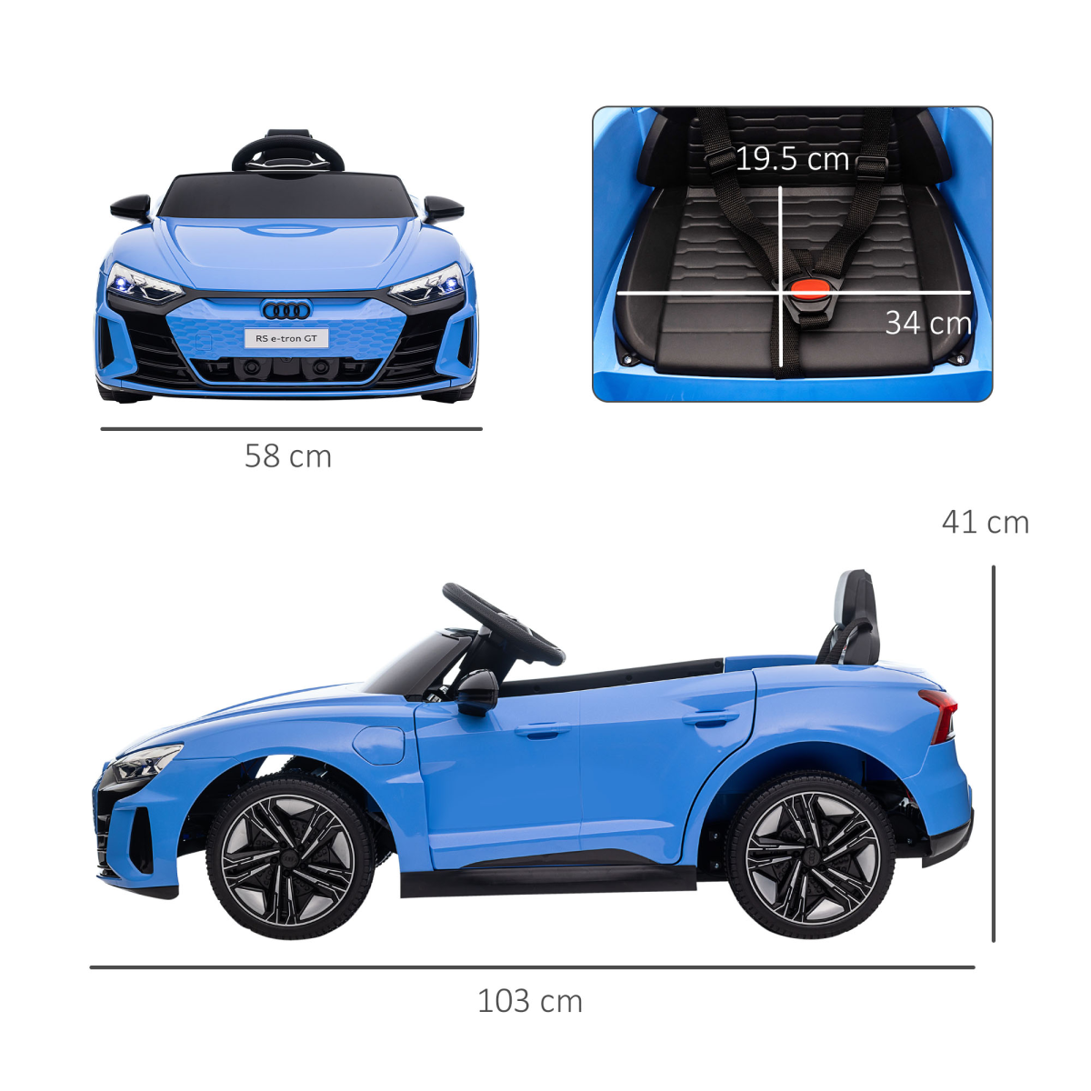 Blue Audi RS e-tron GT 12V Kids Electric Ride-On Car