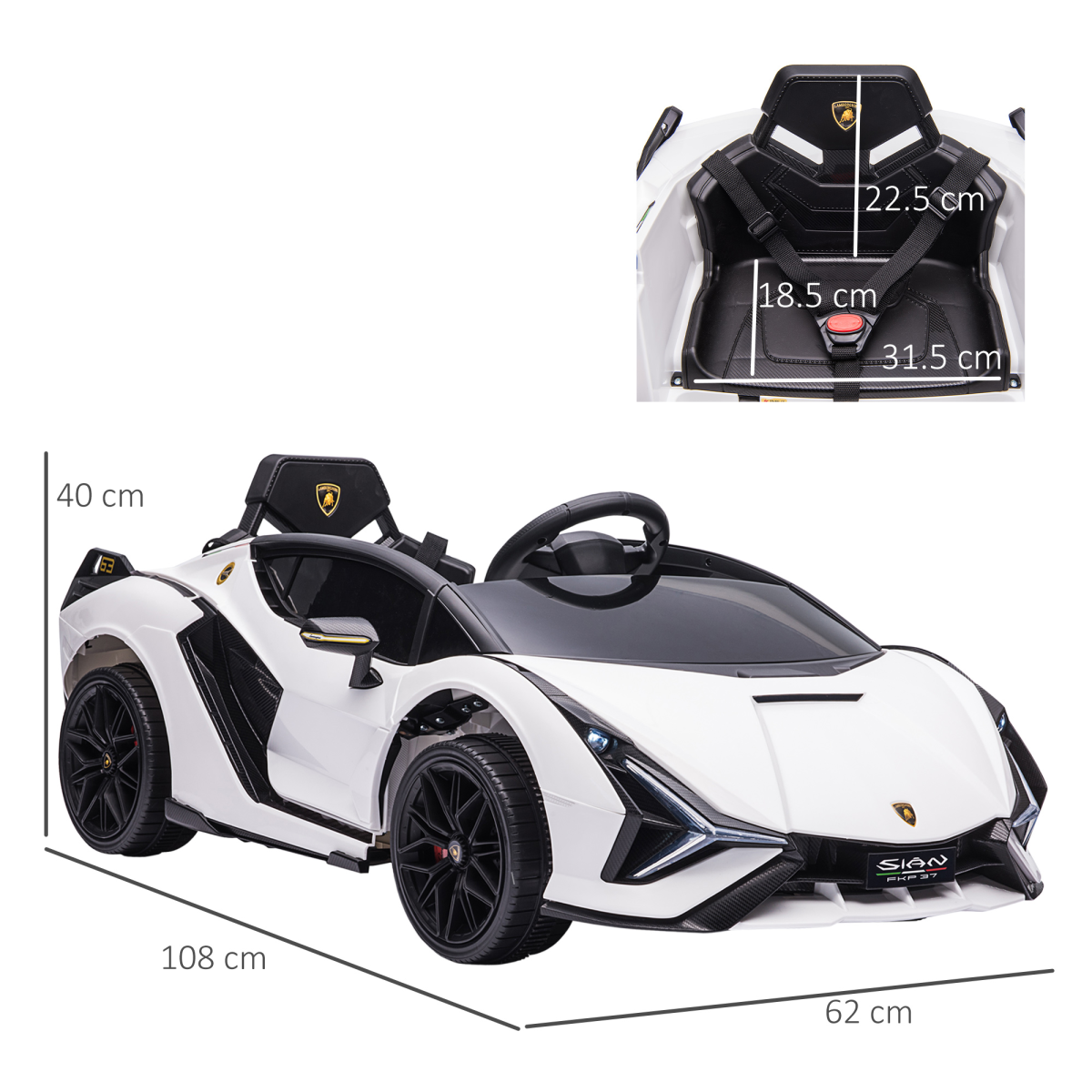 Lamborghini SIAN 12V Kids Electric Ride On Car Toy w/ Remote Control