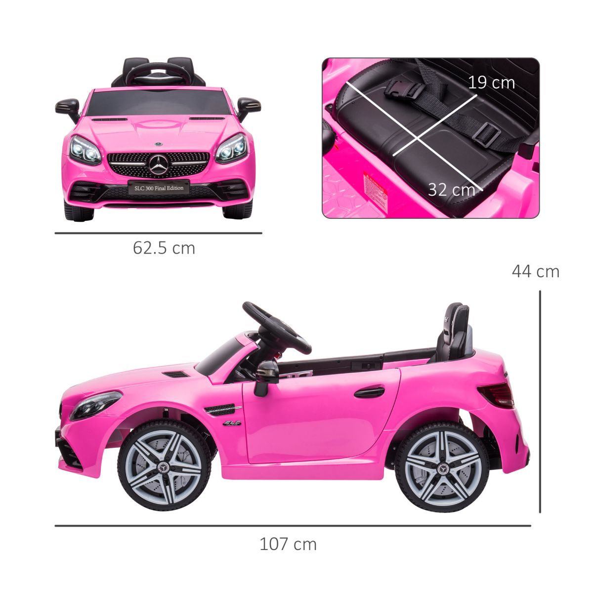 Mercedes-Benz 12V Kids Ride-On Car - Pink