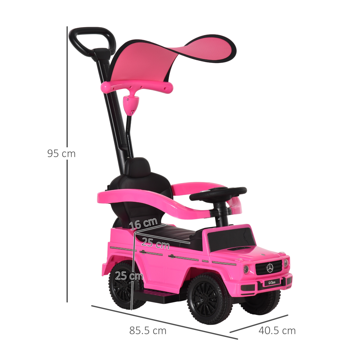 Mercedes G350 Ride-On Sliding Car Stroller for Kids - Pink