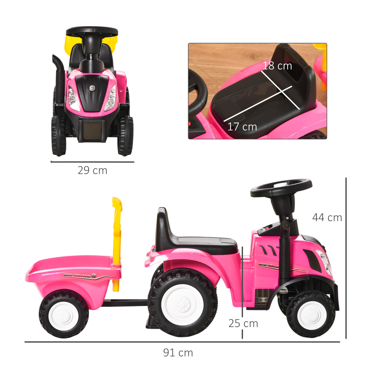 Charming Pink Sliding Car with Horn for Toddlers 12-36 Months