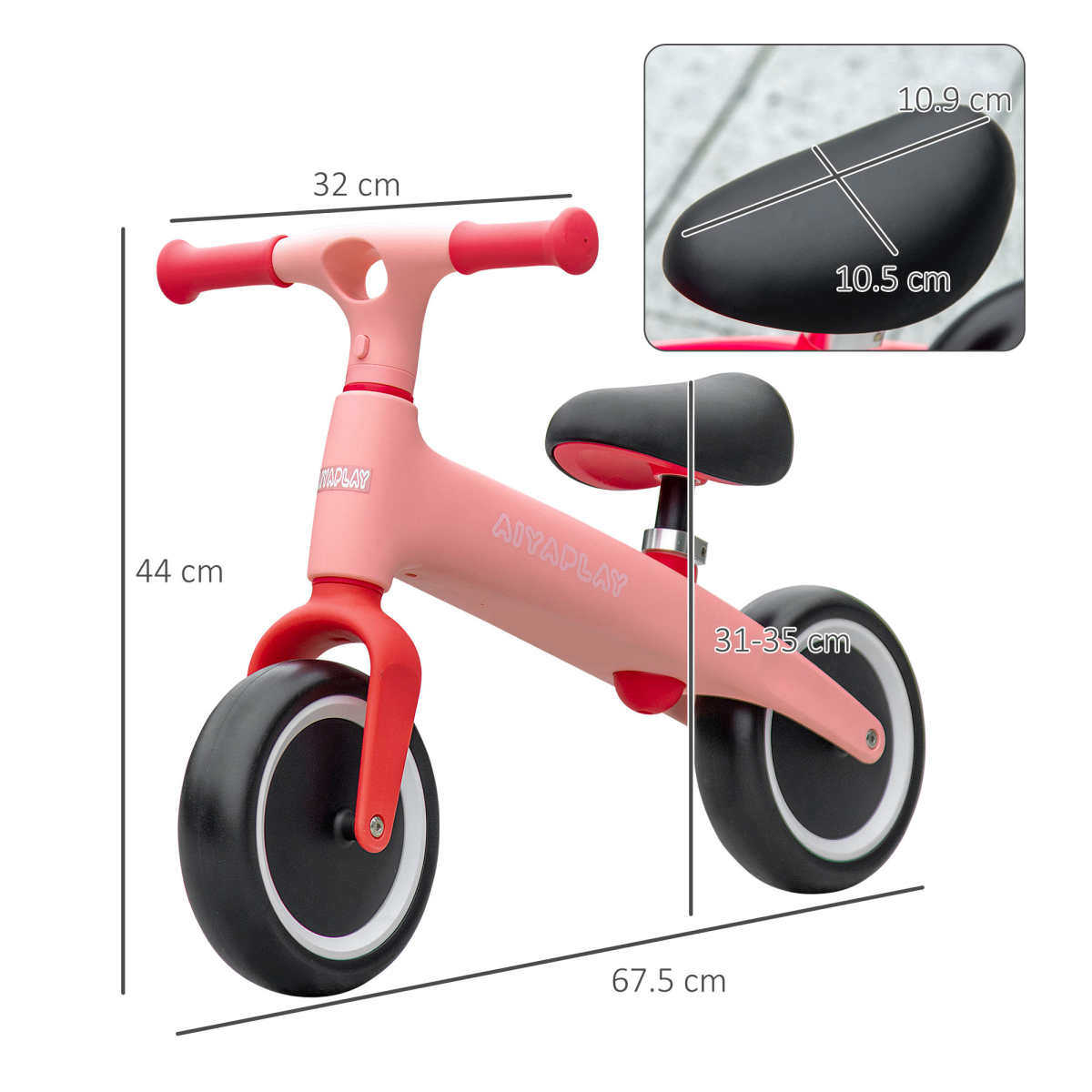 AIYAPLAY Pink Toddler Balance Bike