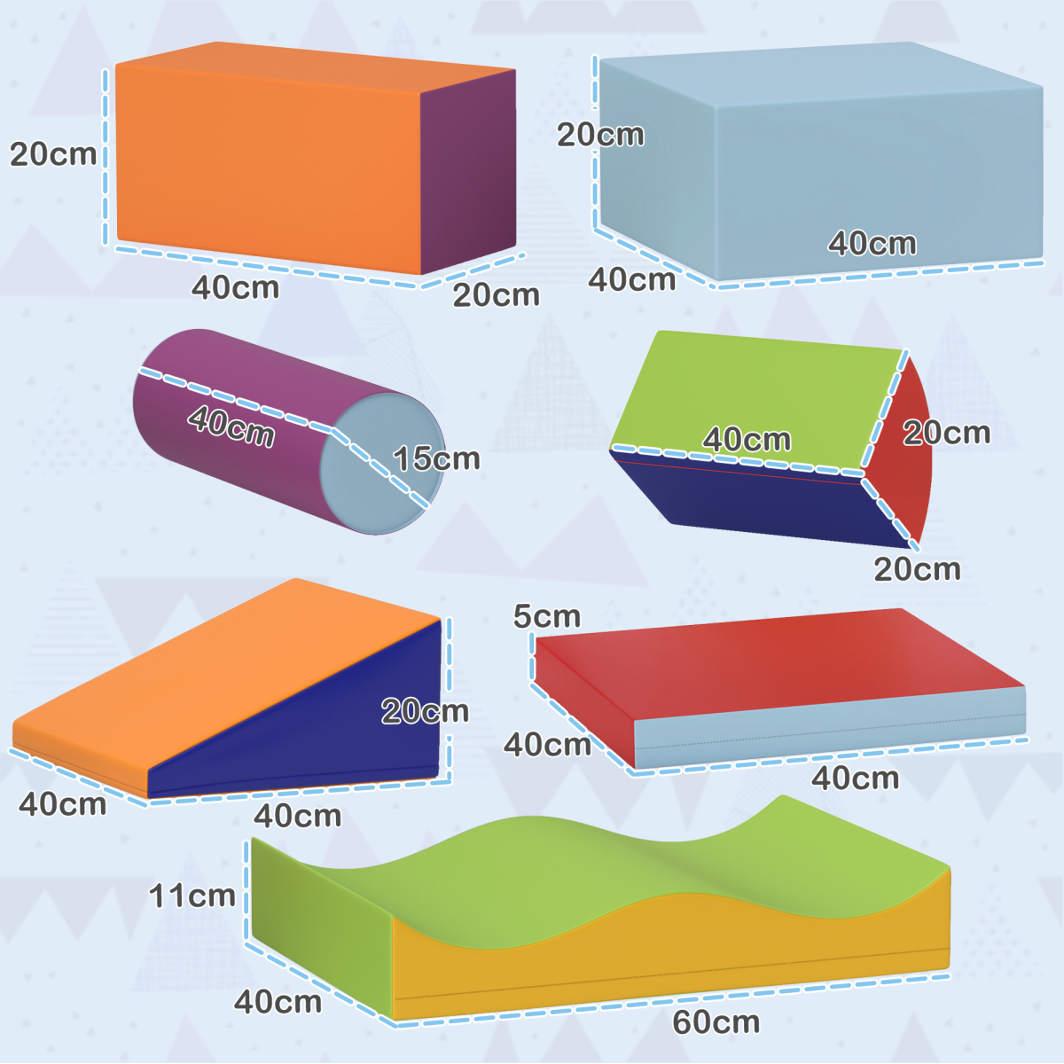 Colorful 7-Piece Kids Soft Foam Puzzle Play Blocks
