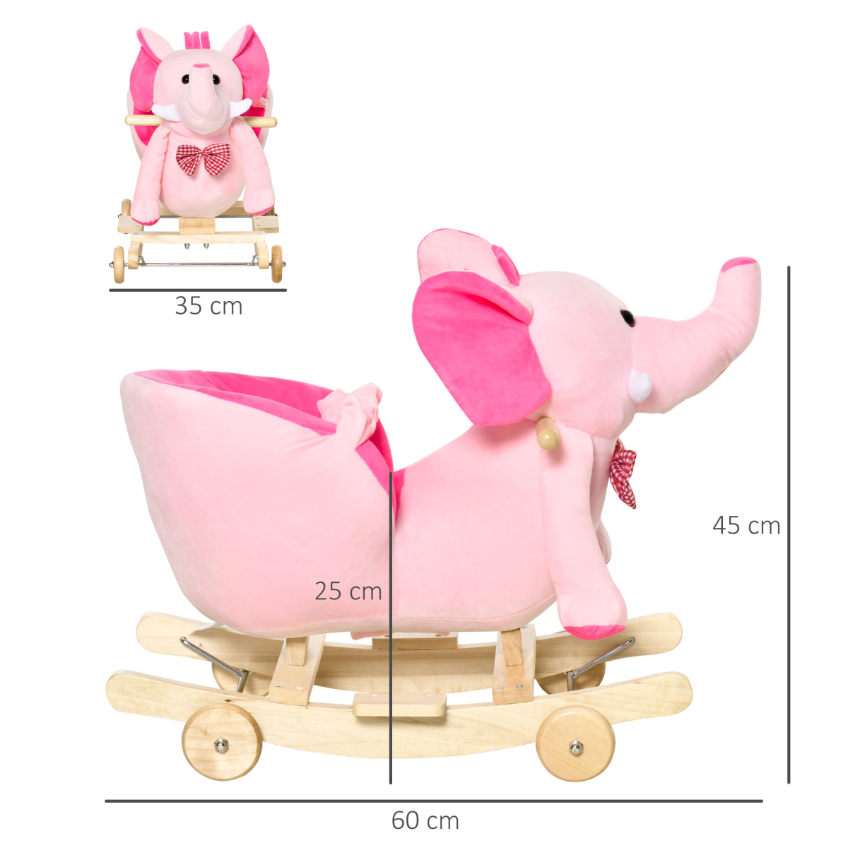 Delightful Pink 2-in-1 Rocking Horse & Ride-On Elephant