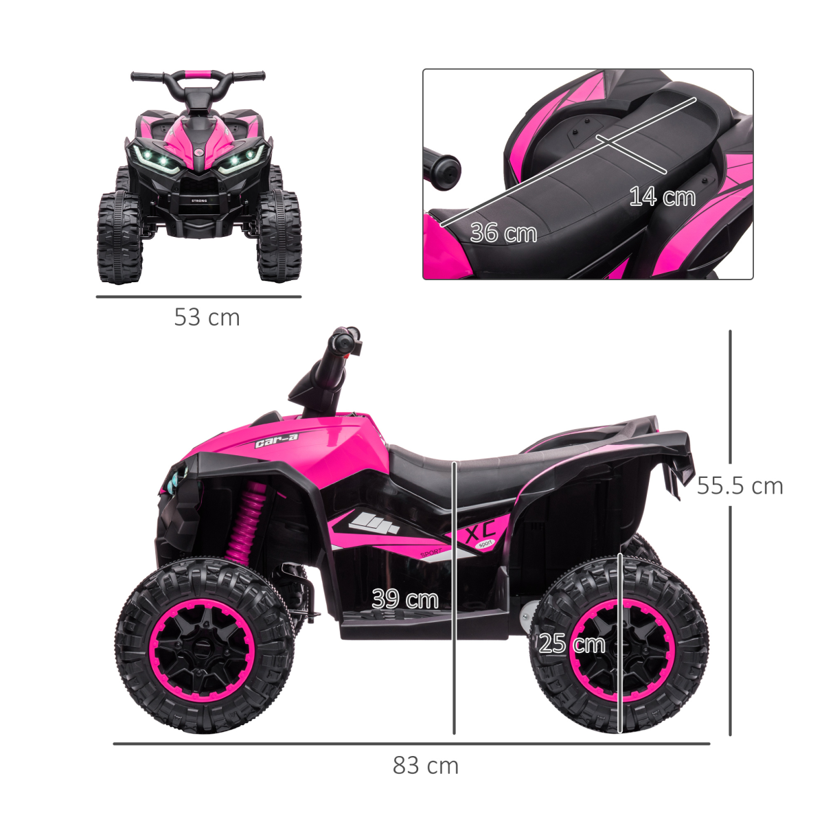 Pink 12V Kids Ride-On Quad ATV for Ages 3-5