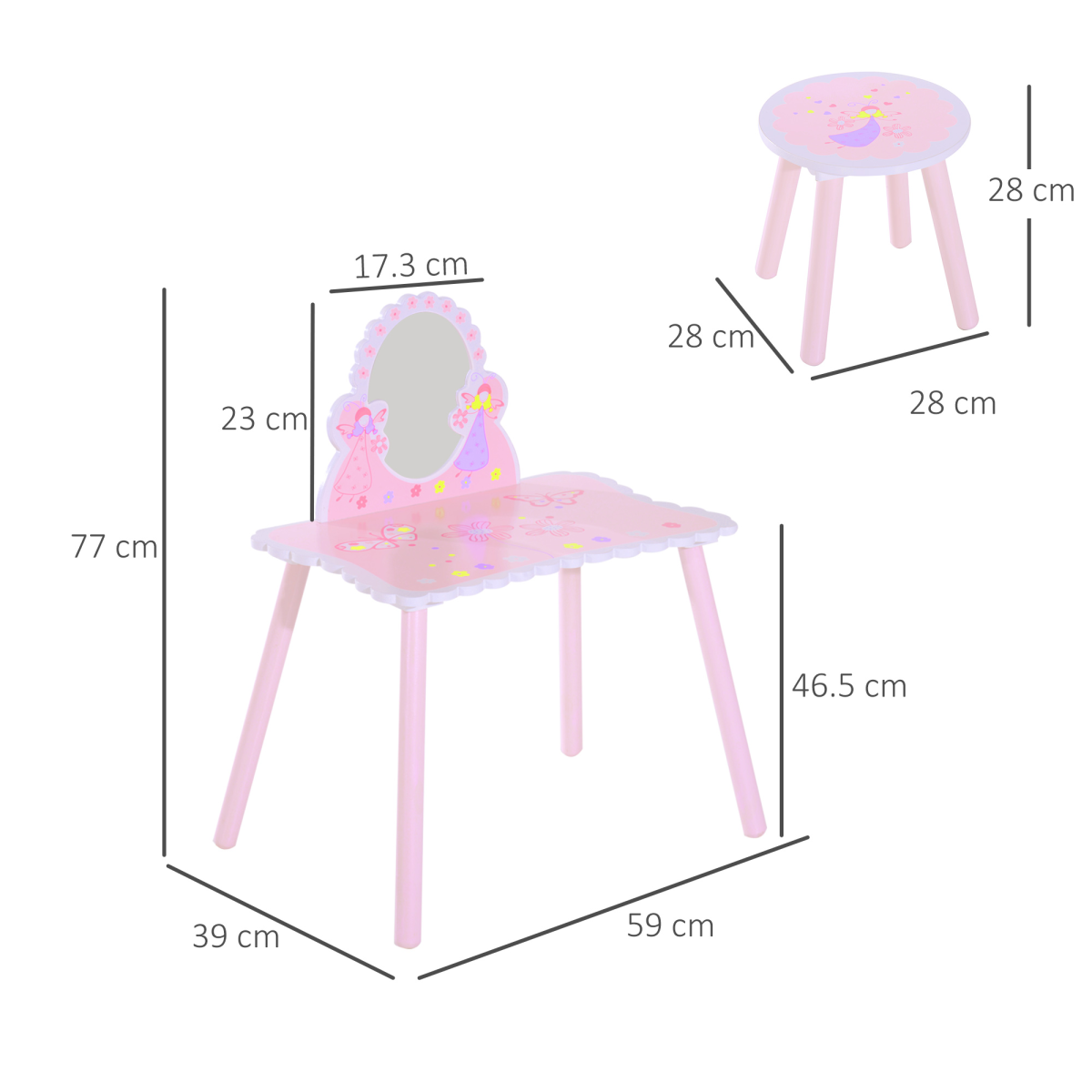 Enchanting Girls Pink Dressing Table Play Set