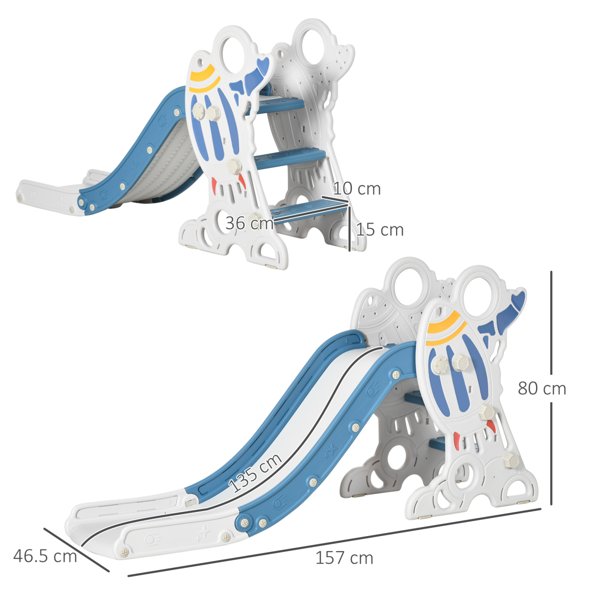 AIYAPLAY Space-Themed Baby Slide - Freestanding 1.5-3Y, Blue