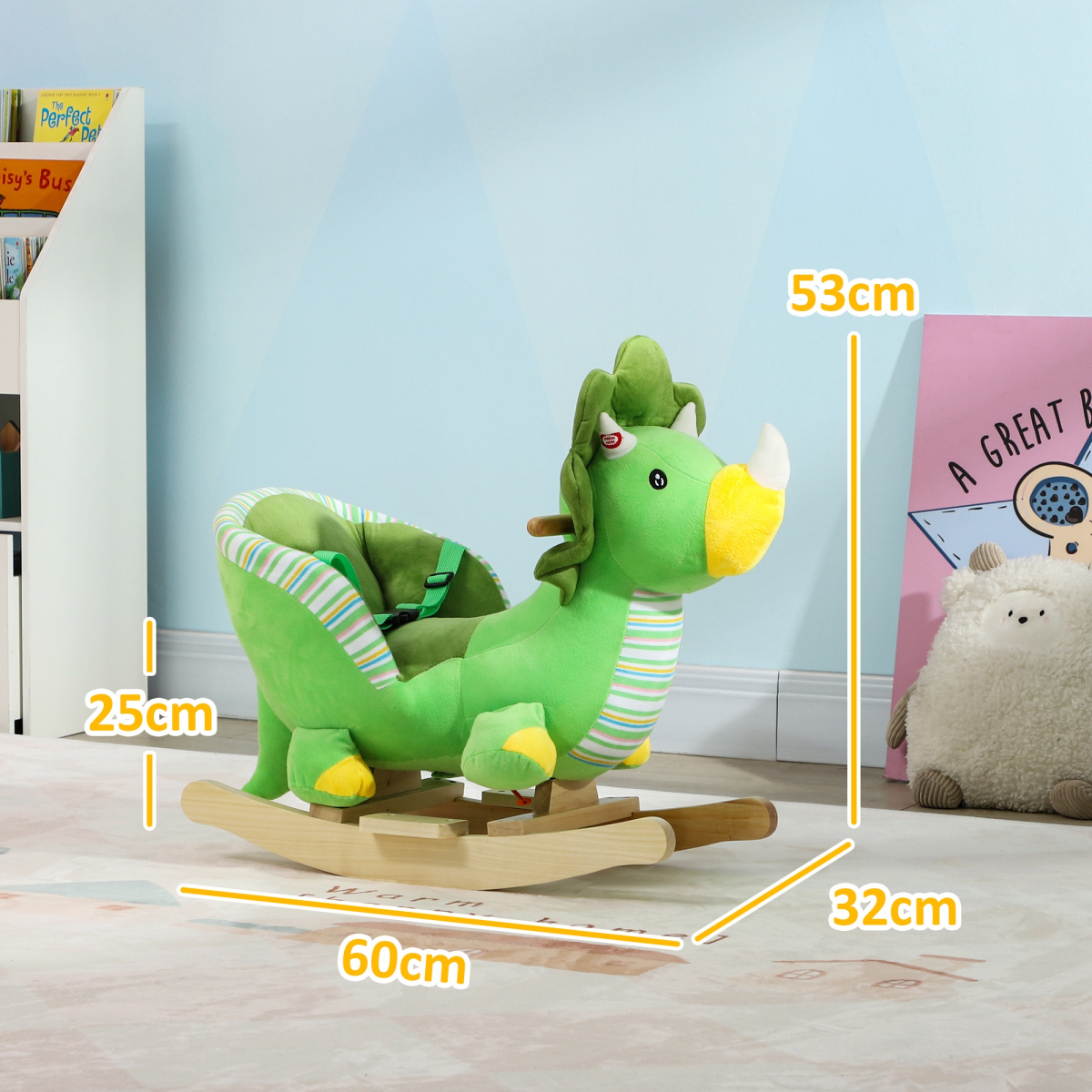 Dino Delight: AIYAPLAY Plush Rocking Horse with Sounds