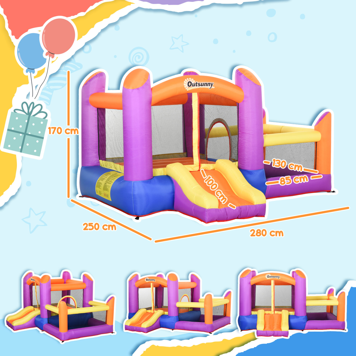 Inflatable Bouncy Castle with Slide & Pool