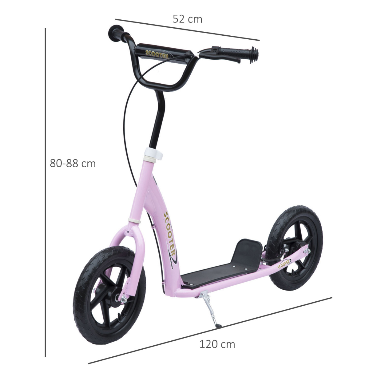 Push Scooter Teen Kids Stunt Bike Ride On with 12" EVA Tyres, Pink
