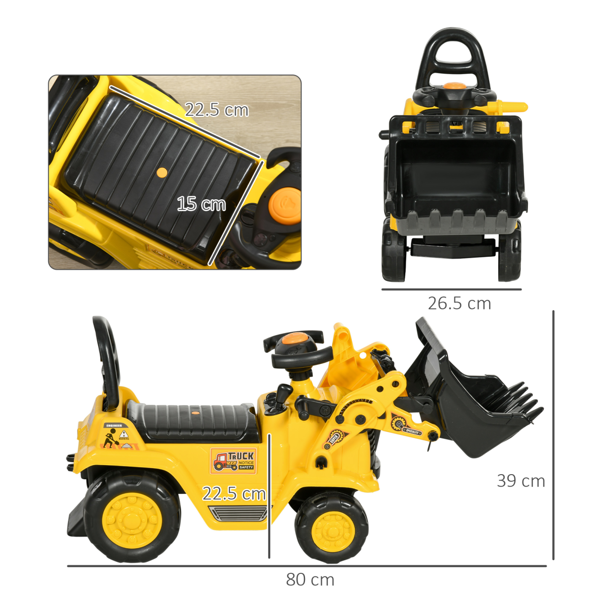Triple Fun Ride-On Bulldozer