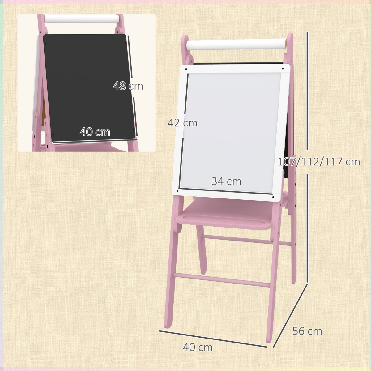 Double-Sided Kids Art Easel with Paper Roll