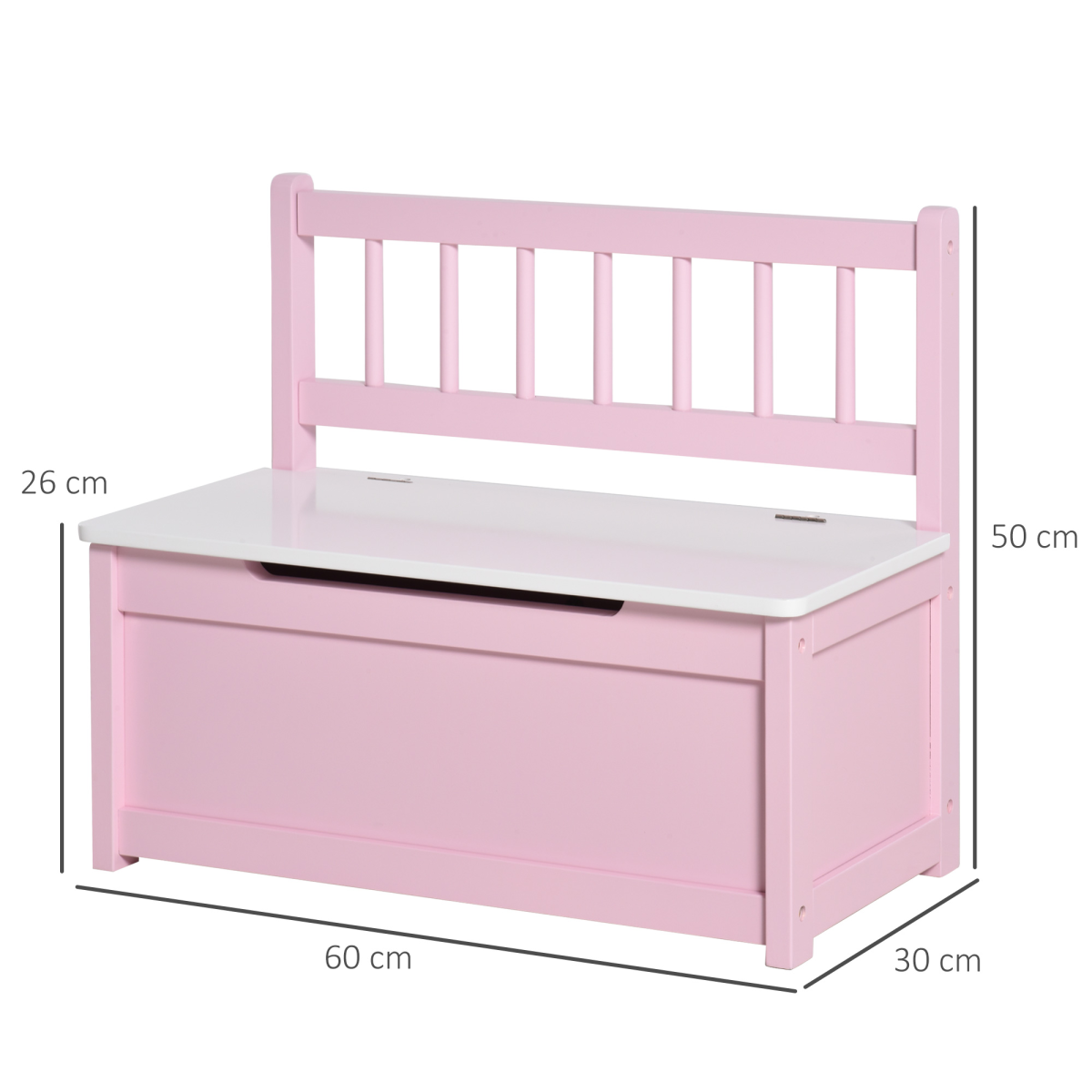 Kids 2-in-1 Wooden Toy Box & Bench with Backrest