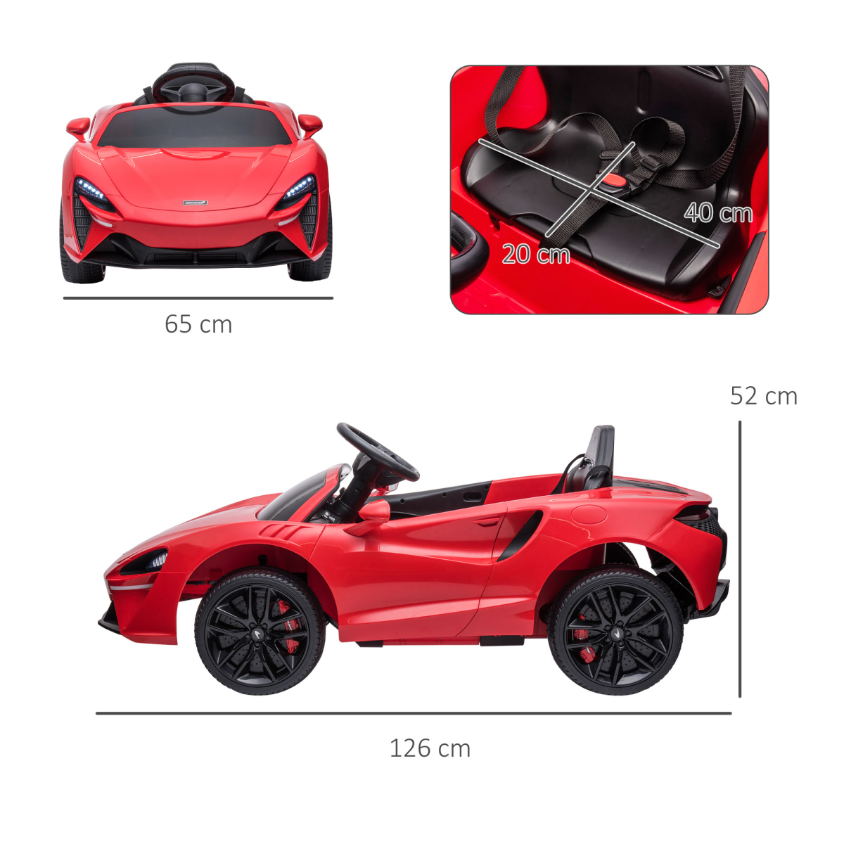 McLaren 12V Kids Electric Ride-On Car with Remote Control & Music - Red