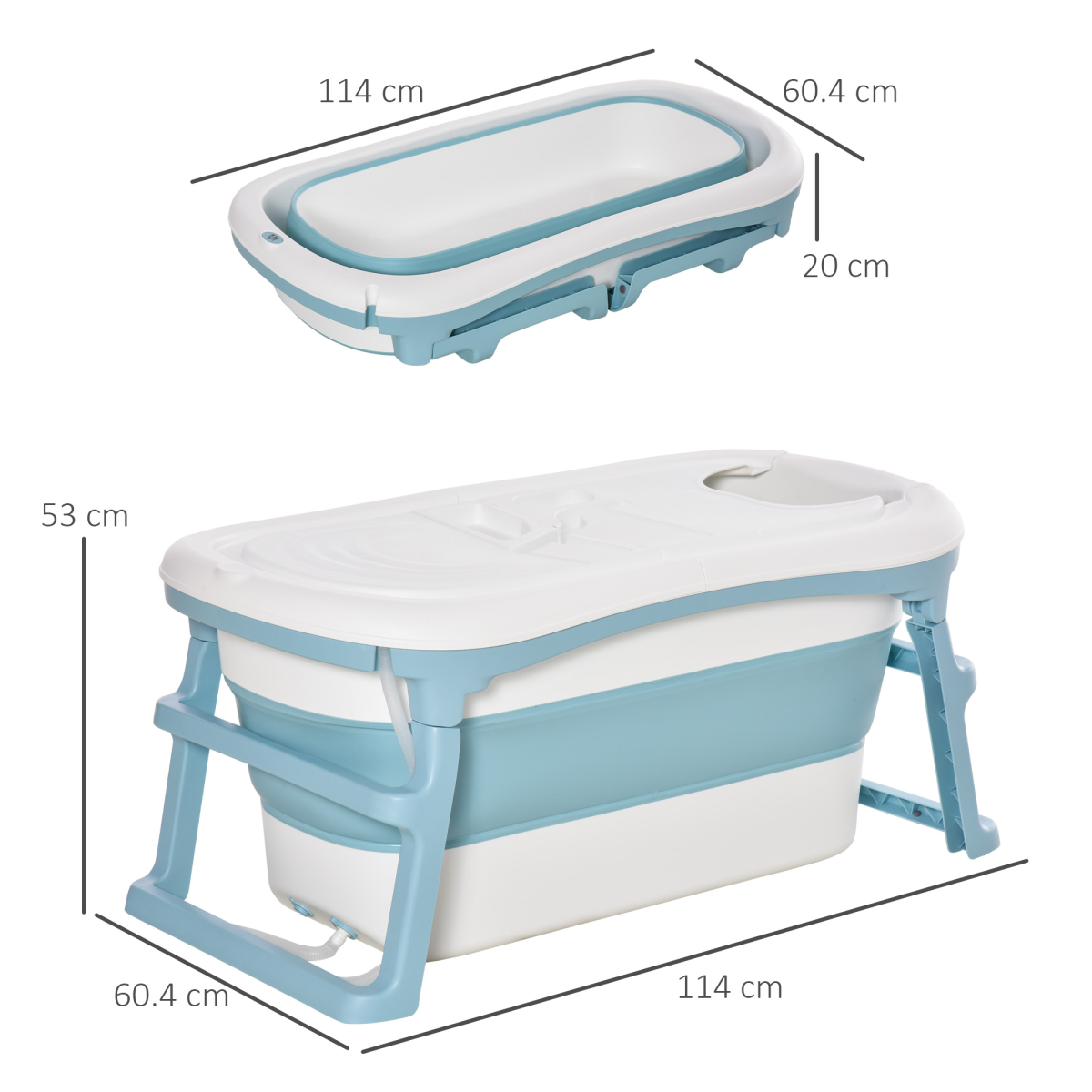 Space-Saving Foldable Kids Bathtub with Lid for Ages 1-12