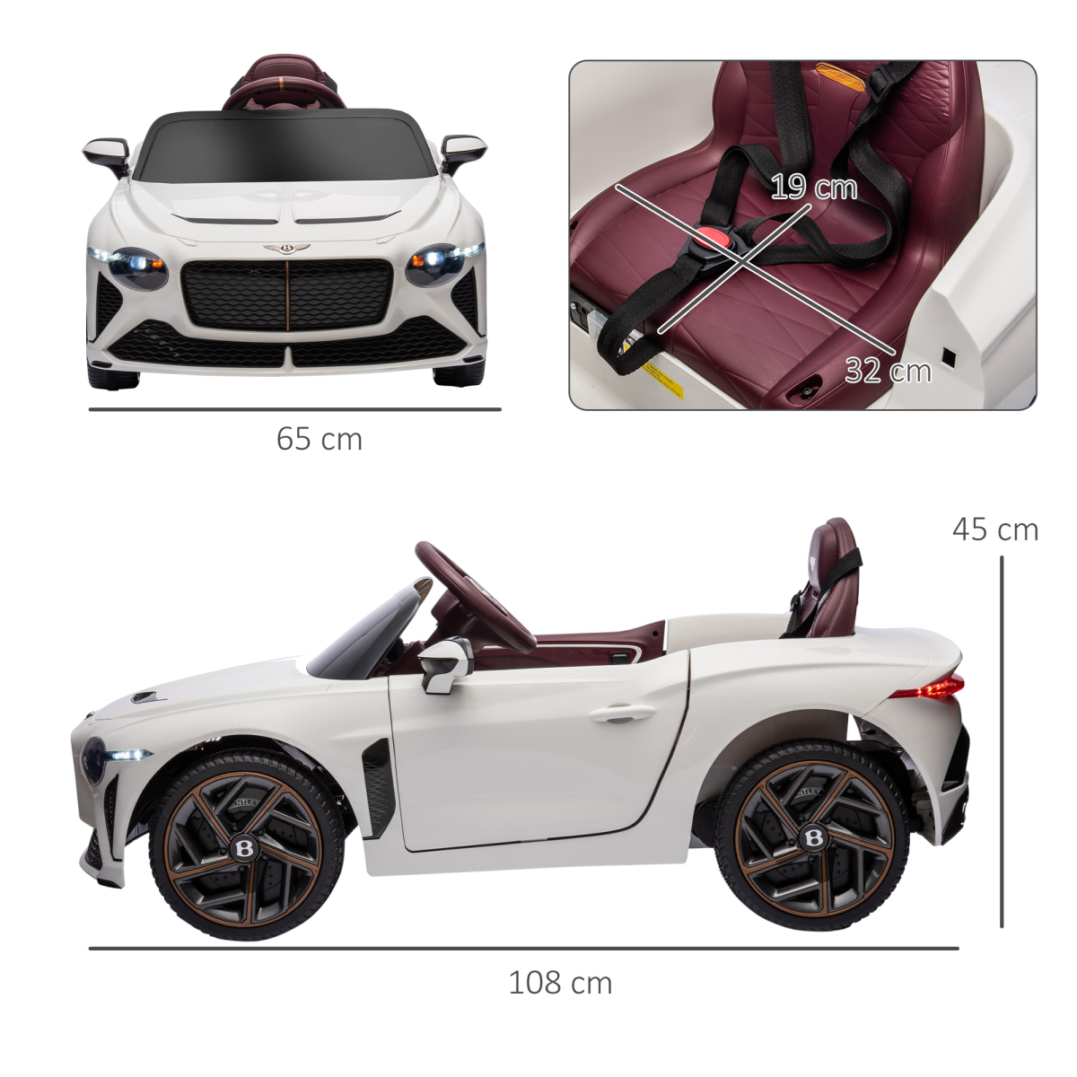 Luxury Bentley Bacalar 12V Kids Electric Car - White | Ultimate Ride for Ages 3-5