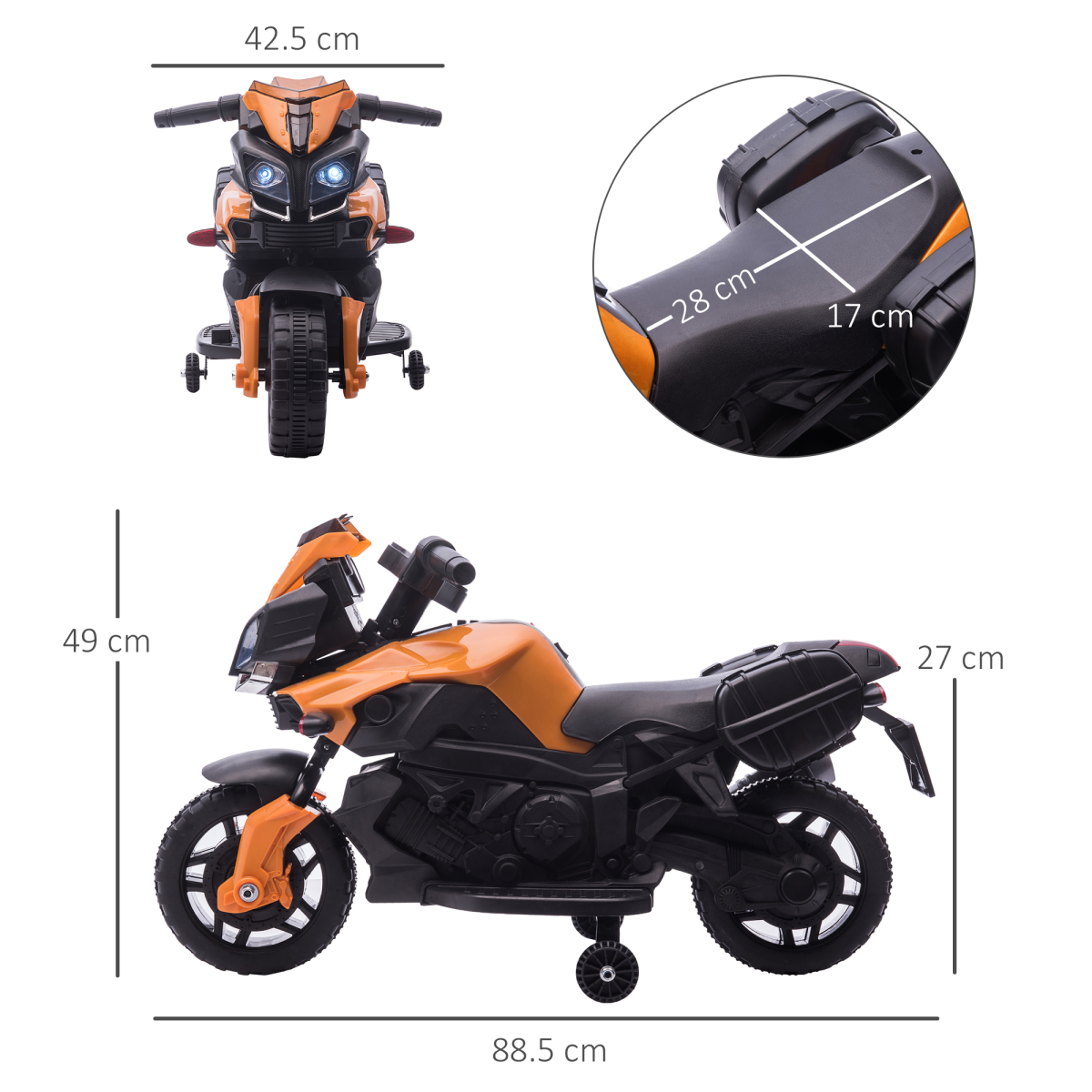 Thrilling Orange 6V Electric Motorcycle Ride-On for Toddlers