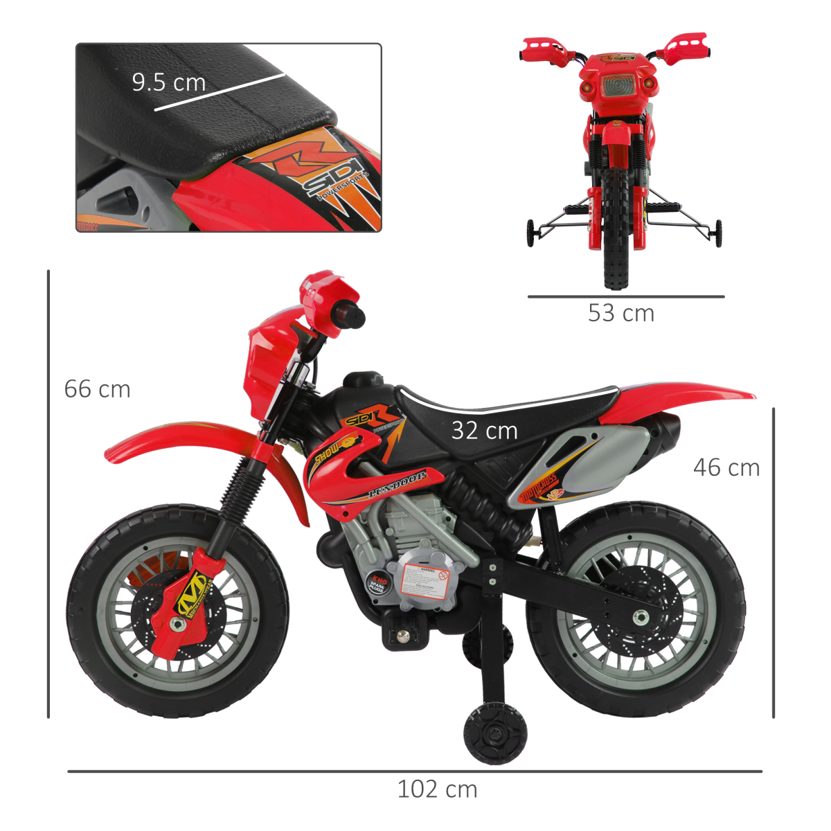 6V Kids Electric Motorbike Motorcycle Ride On for 3-6 Years Red