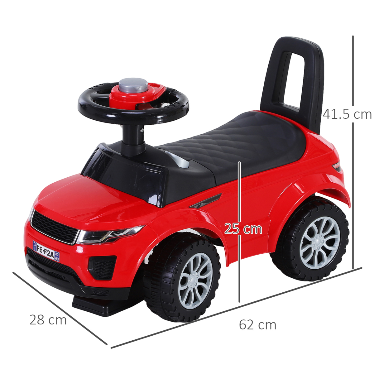 Red 3-in-1 Toddler Ride-On Car with Horn & Steering