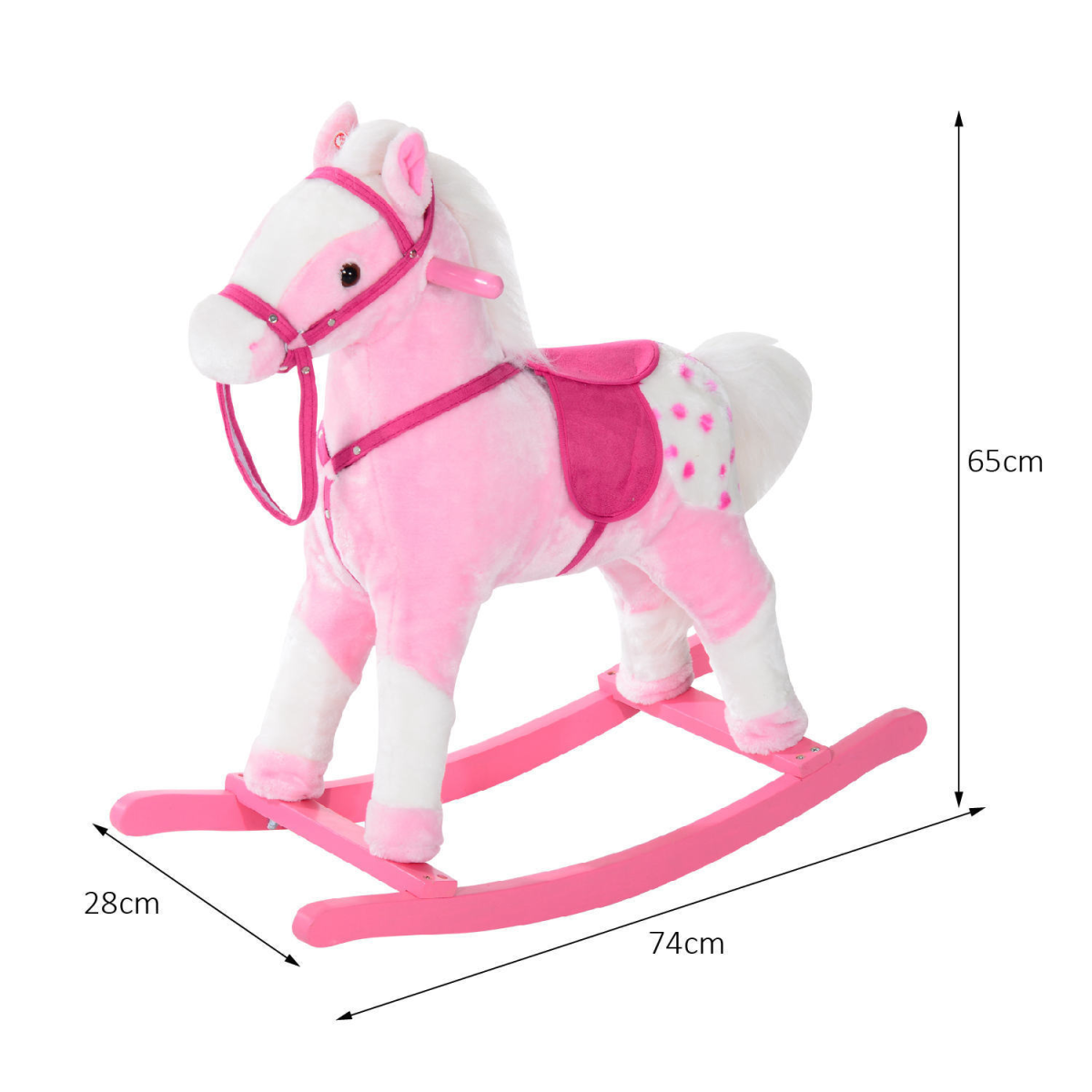 Neighing Plush Rocking Horse Toy Classic Wood Pony