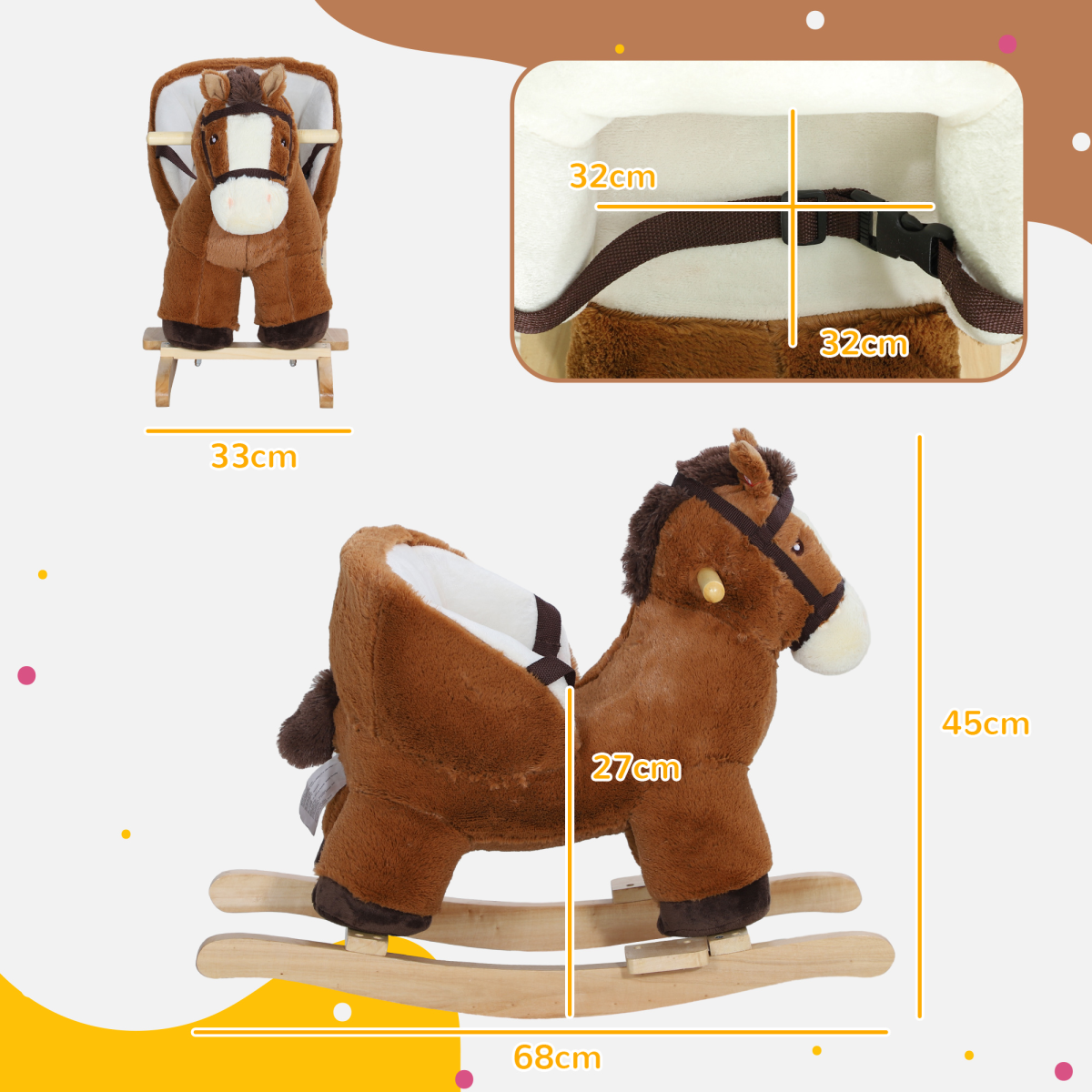 AIYAPLAY Rocking Horse for Kids - Cozy Brown