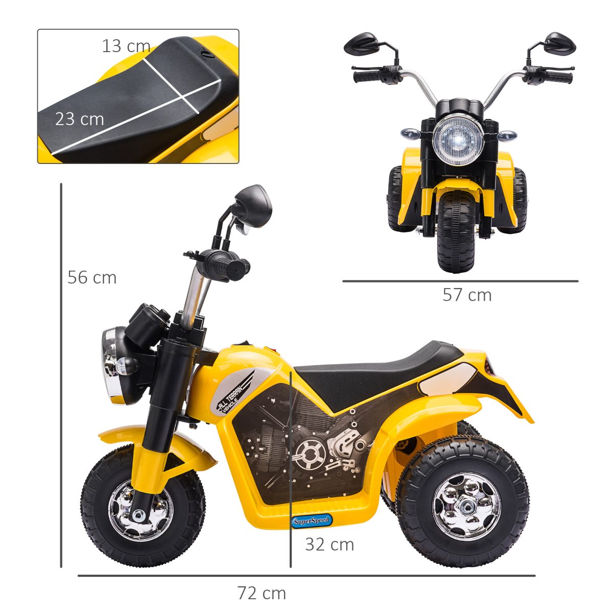 6V Kids Electric Motorcycle Ride-On Toy in Yellow