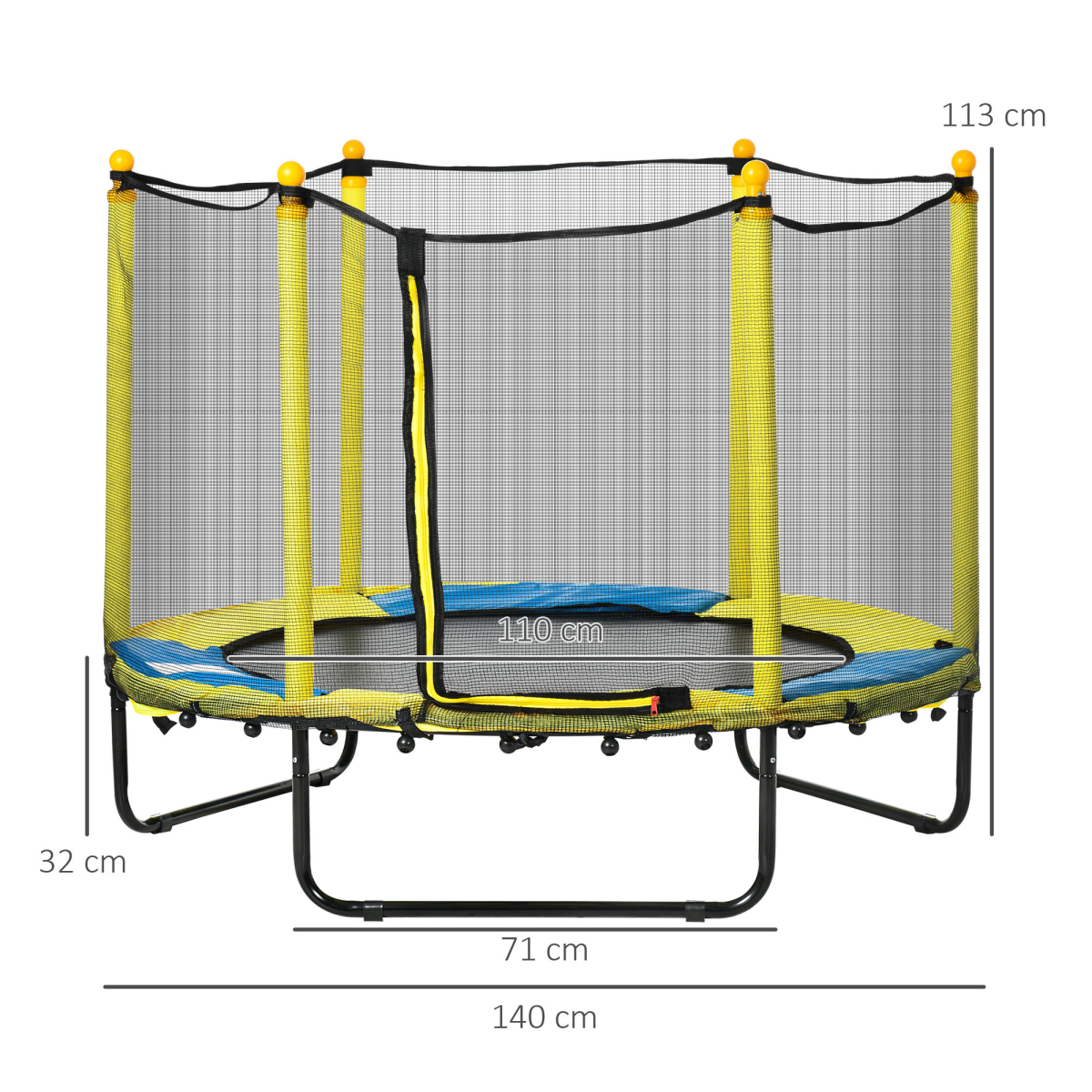 Safe 4.6FT Kids Trampoline with Enclosure for Ages 1-10
