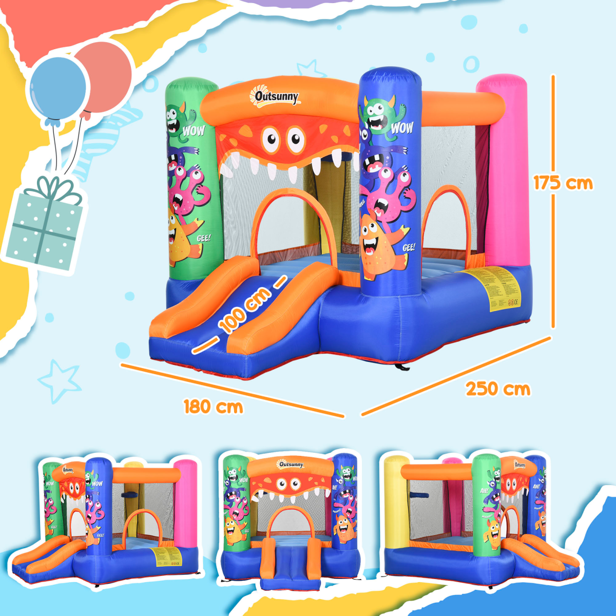 Inflatable Bouncy Castle with Slide & Basketball Fun