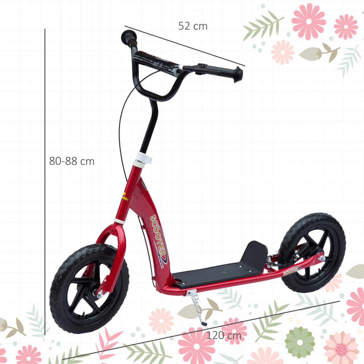 Red Push Scooter for Kids Stunt Bike with 12"