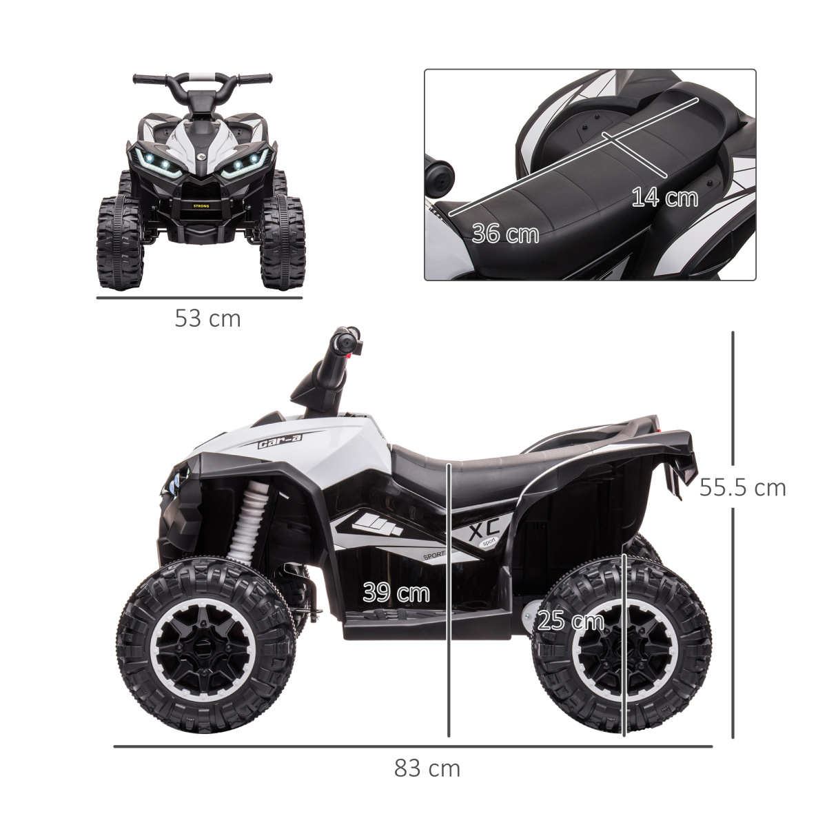 12V Electric Quad Bikes for Kids Ride On Car ATV Toy for 3-5 Years
