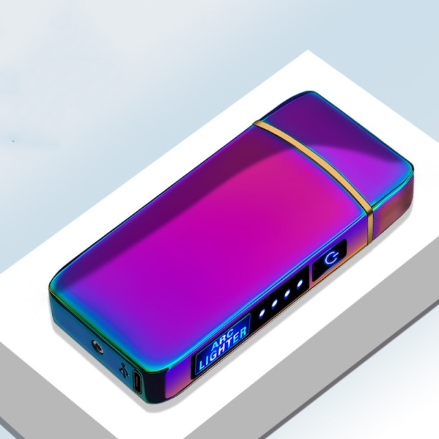 Electric Rechargeable Cigarette Lighter : Windproof Metal Portable Lighter USB