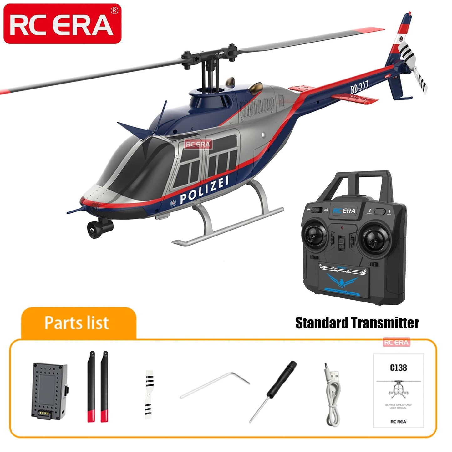 C138 BELL 206 Jet Ranger 6-Axis Gyro Stabilized 4-Channel RC Helicopter - Ready to Fly for Adults
