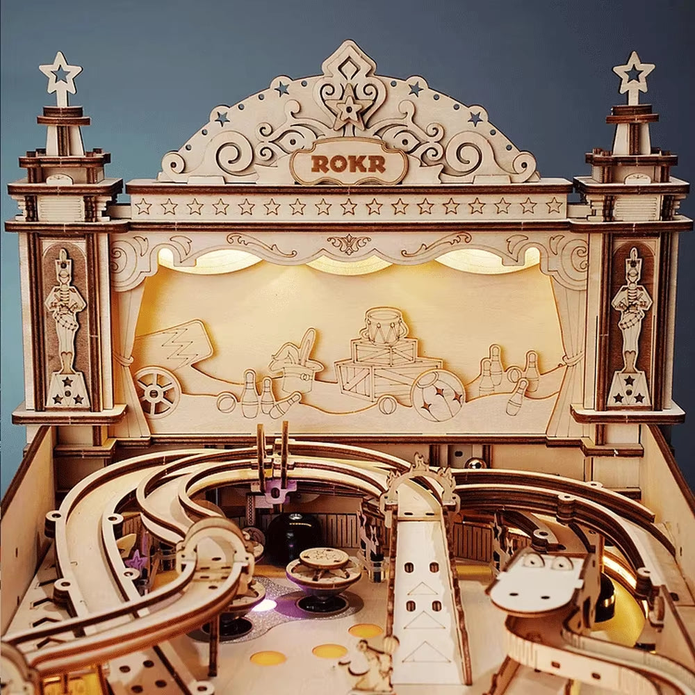 ROKR Vintage 3D Pinball Machine - Fun for Kids and Adults, Perfect Family Party Game, Easy Assembly Wooden Puzzle EG01