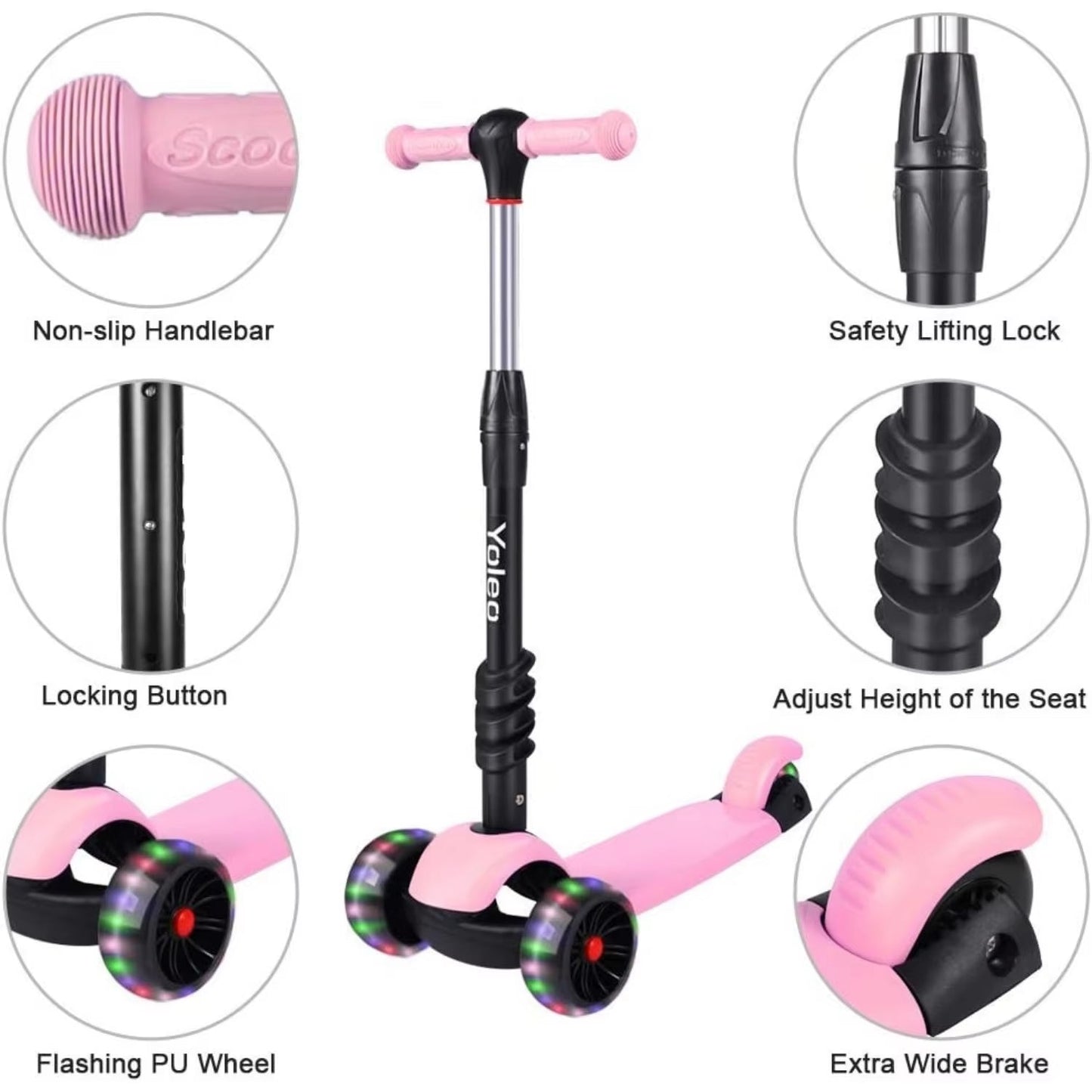 Kids Three Wheel Kick Scooter Aged 2-8