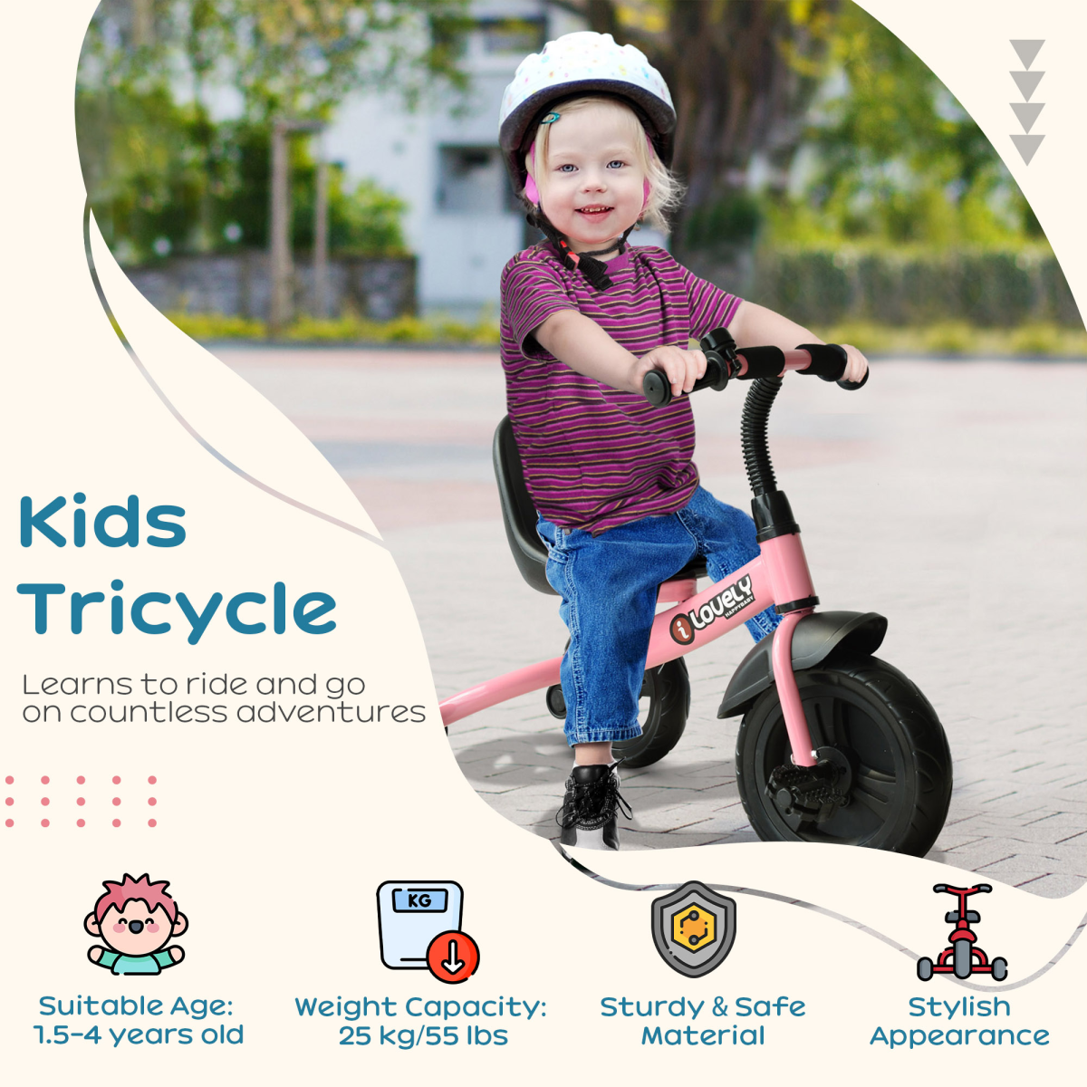 Pink Toddler Tricycle Ride-On for Kids 18 Months & Up