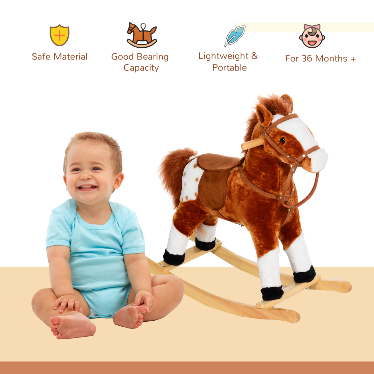 Rocking Horse Plush Toy with Neigh Sound