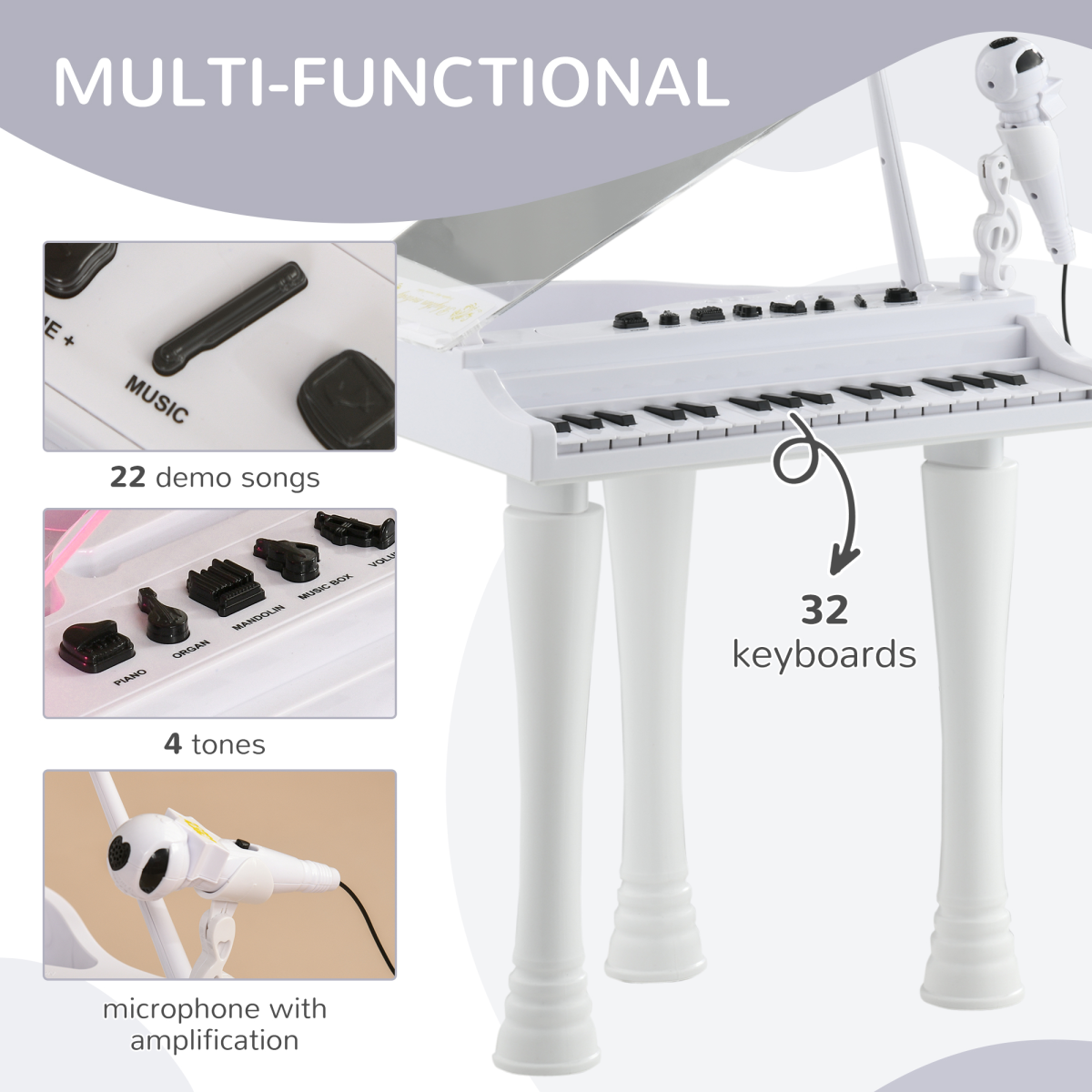 AIYAPLAY 32-Key Kids Piano Keyboard with Microphone