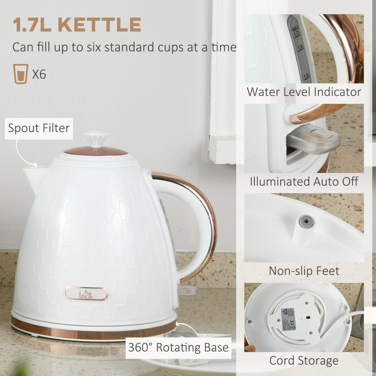 Stylish Kettle & Toaster Combo: 1.7L Rapid Boil & 2-Slice Perfection