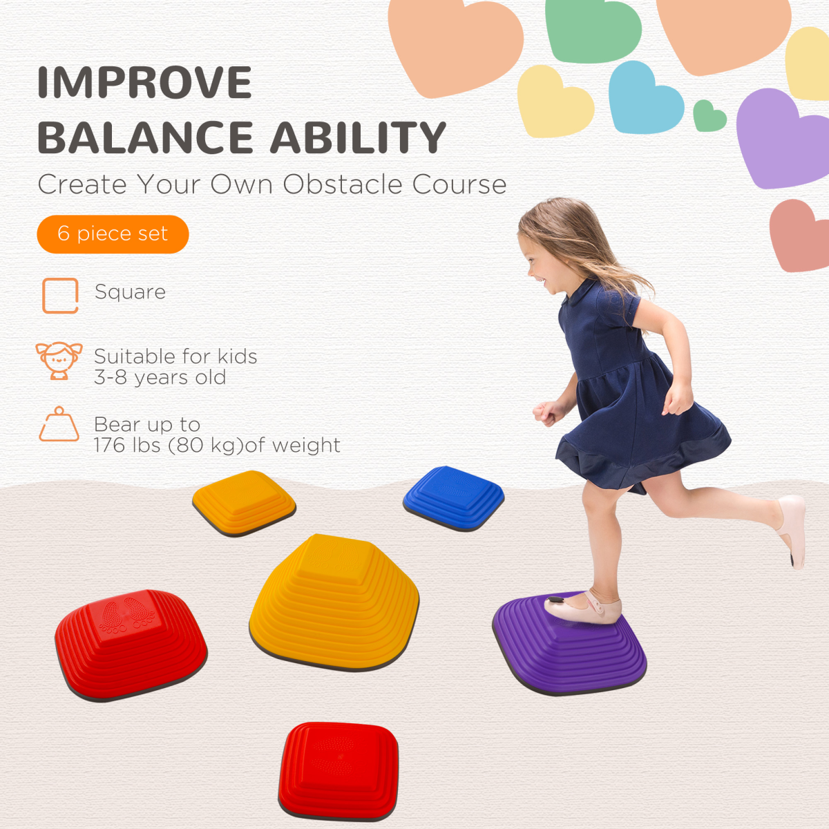 AIYAPLAY Balance Stepping Stones for Kids Aged 3-8