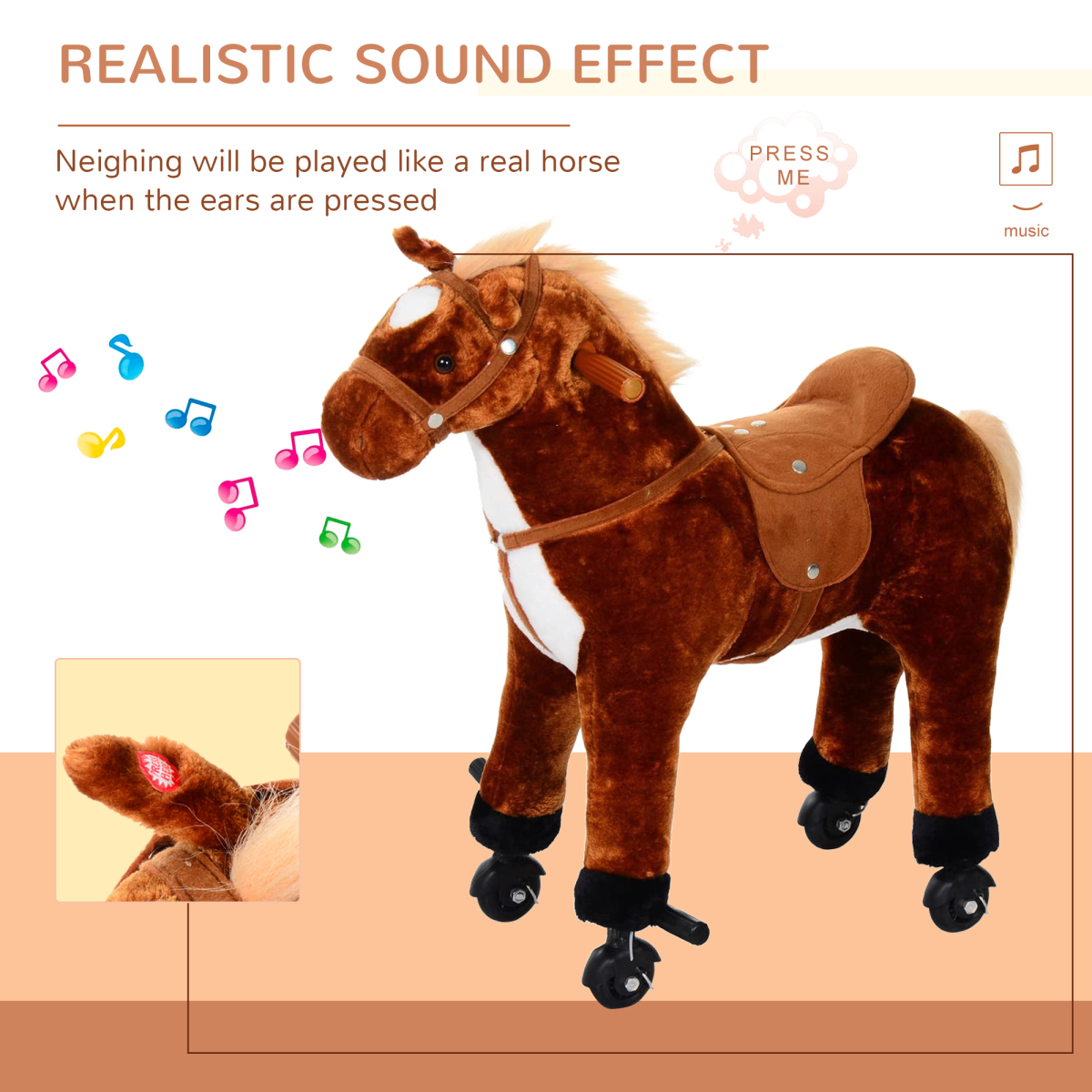 Galloping Plush Pony Ride-On Toy with Sounds