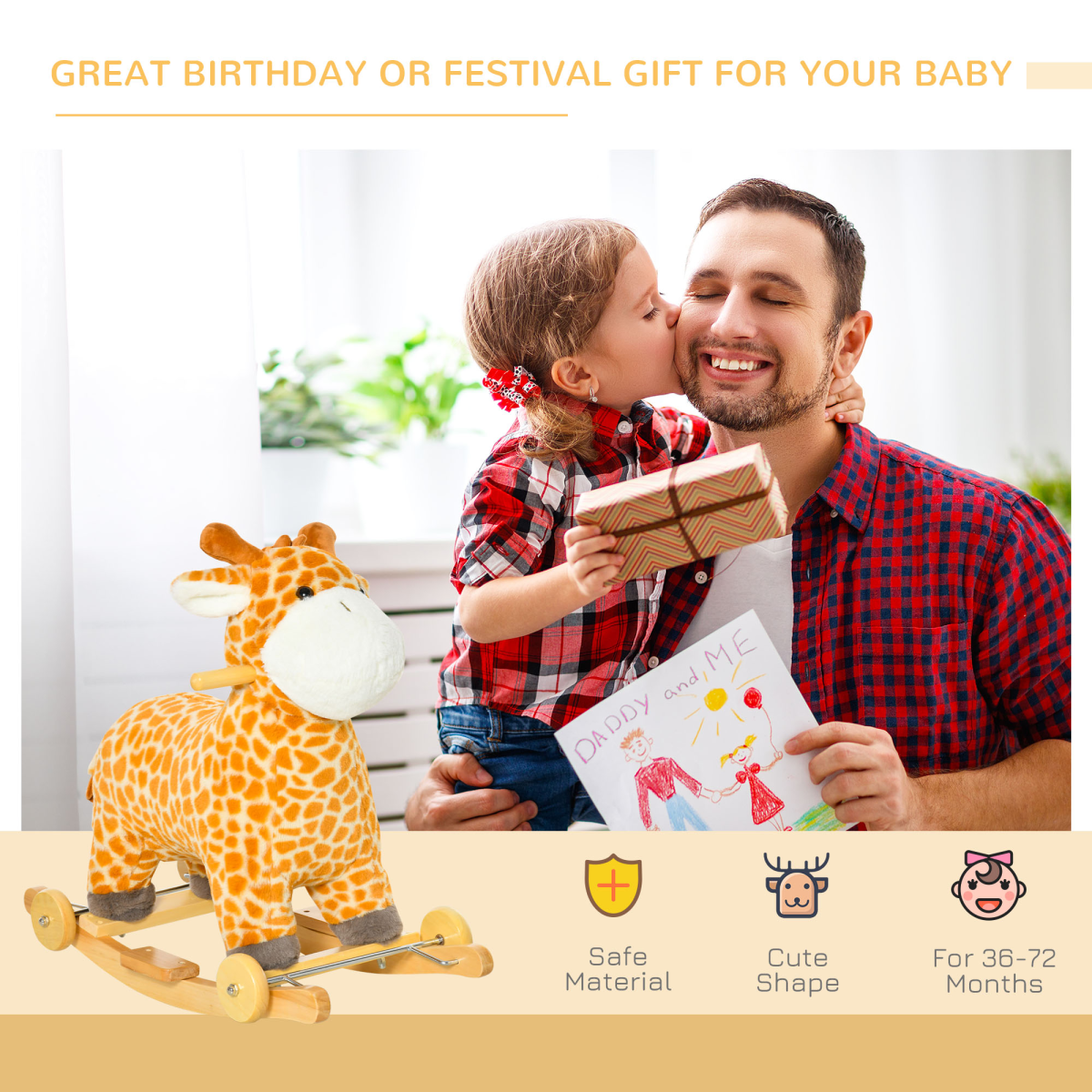 Cozy Giraffe Ride-On Rocker for Kids