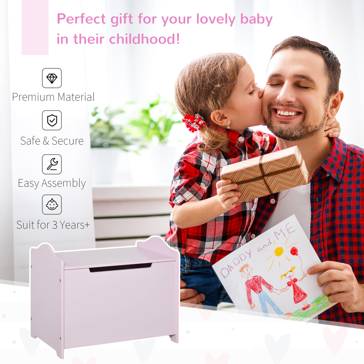 Kids Pink Toy Storage Box Organizer 40x60cm