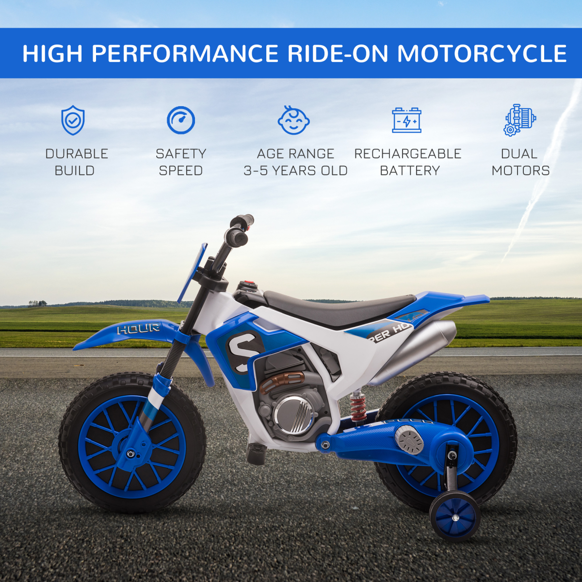 Blue 12V Kids Electric Motorbike