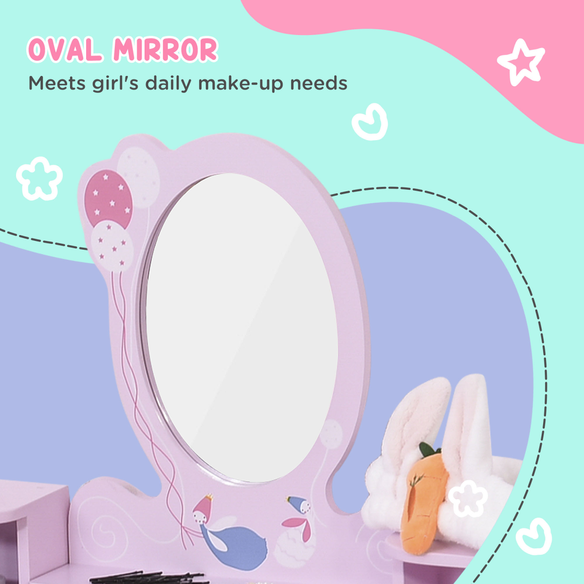 Pink Kids Dressing Table & Stool Set