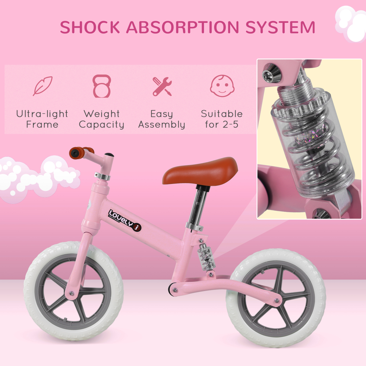 Colorful Kid Balance Bike Adjustable No-Pedal Bicycle for Ages 2-5